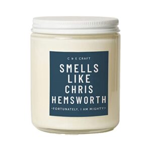 ce craft – smells like chris hemsworth candle – whiskey and oak scented candle, celebrity prayer candle, gift for her, made in the usa