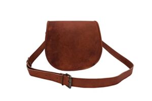 handmade full grain vintage leather crossbody sling bag women/teen girls purse wallet satchel handbag messenger bags (small), brown