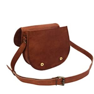 Handmade Full Grain Vintage Leather Crossbody Sling Bag Women/Teen Girls Purse Wallet Satchel Handbag Messenger Bags (Small), Brown