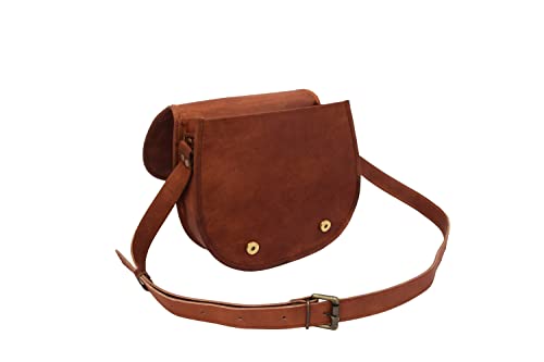 Handmade Full Grain Vintage Leather Crossbody Sling Bag Women/Teen Girls Purse Wallet Satchel Handbag Messenger Bags (Small), Brown