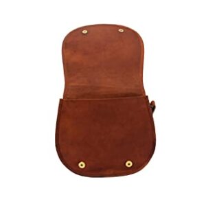 Handmade Full Grain Vintage Leather Crossbody Sling Bag Women/Teen Girls Purse Wallet Satchel Handbag Messenger Bags (Small), Brown