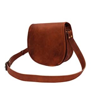 Handmade Full Grain Vintage Leather Crossbody Sling Bag Women/Teen Girls Purse Wallet Satchel Handbag Messenger Bags (Small), Brown