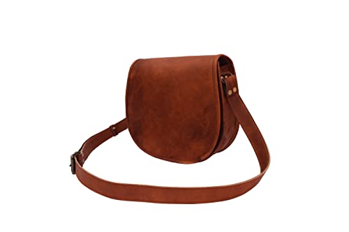 Handmade Full Grain Vintage Leather Crossbody Sling Bag Women/Teen Girls Purse Wallet Satchel Handbag Messenger Bags (Small), Brown