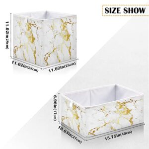 ALAZA Collapsible Storage Cubes Organizer,Gold Marble Design Storage Containers Closet Shelf Organizer with Handles for Home Office