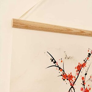 zhugege Plum Bossom Flower Painting,Wall Art for Living Room Bedroom,Chinese Traditional Meticulous Painting,Posters and Printing,Fixed Wooden Hanging Scroll (16”x32”) (16”x32”)
