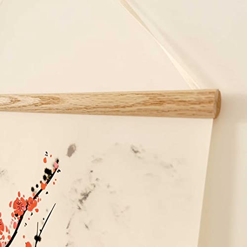 zhugege Plum Bossom Flower Painting,Wall Art for Living Room Bedroom,Chinese Traditional Meticulous Painting,Posters and Printing,Fixed Wooden Hanging Scroll (16”x32”) (16”x32”)