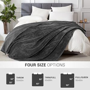 Elegear Fleece Throw Blanket Queen Size, 350GSM Super Soft Fuzzy Blanket with Jacquard Weave Design, Lightweight Flannel Cozy Blanket for All Season, for Bed/Sofa/Couch/Office/Travel - 90"x90", Gray