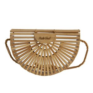 ruler truth handwoven bamboo bag natural shoulder bag with leather straps women’s handmade straw purse