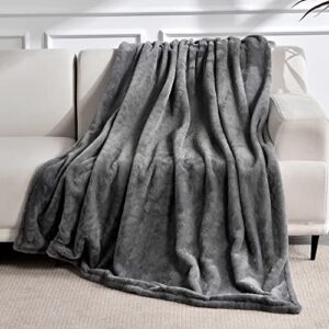 krifey throw blanket, super soft fluffy luxury minky blanket warm comfy faux fur bed throw gray 50″ x 60″