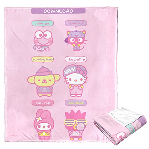 Northwest Sanrio Hello Kitty Silk Touch Throw Blanket, 50" x 60", Texting