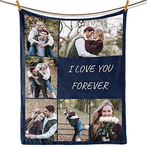 Dipopizt Custom Blanket with Photo Personalized Picture Text Blanket Customized Sofa Throw Blanket Personalized cobijas Funny Gifts for Valentines,Boyfriend,Dad,Mom,Friends,New Year,Birthday