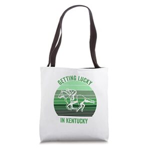getting lucky in kentucky horse derby race retro vintage tote bag
