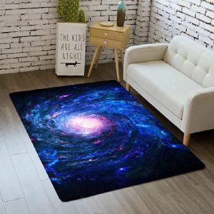 Blue Galaxy Starry Sky Area Rugs Universe Space Theme Floor Mats Colorful Nebula Carpets for Kids Bedroom Dining Room Playroom,4'×6'