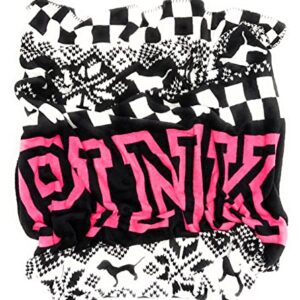 Victoria's Secret Pink Soft Fleece Blanket, Black/White Snowflake