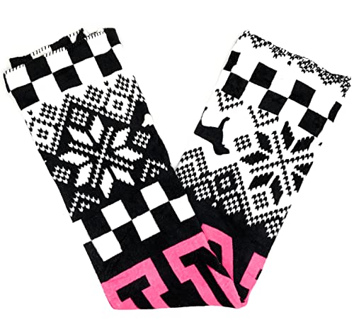 Victoria's Secret Pink Soft Fleece Blanket, Black/White Snowflake