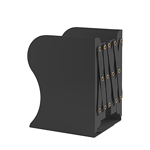 MSDADA Adjustable Bookends, Bookends for Heavy Book, Expandable Book Organizer for Office, School, Libraries, Extends up to 19 inches (Black)