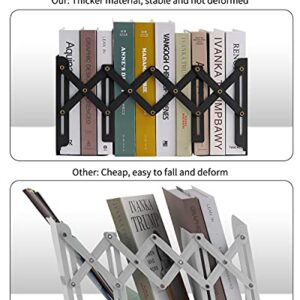 MSDADA Adjustable Bookends, Bookends for Heavy Book, Expandable Book Organizer for Office, School, Libraries, Extends up to 19 inches (Black)