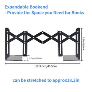 MSDADA Adjustable Bookends, Bookends for Heavy Book, Expandable Book Organizer for Office, School, Libraries, Extends up to 19 inches (Black)