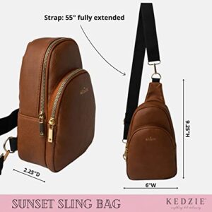 Kedzie Sunset Sling Bag in Soft Vegan Leather Crossbody Bag Cell Phone Purse Fanny Bag Packs for Women Teen Girls - Black