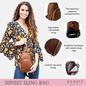 Kedzie Sunset Sling Bag in Soft Vegan Leather Crossbody Bag Cell Phone Purse Fanny Bag Packs for Women Teen Girls - Black