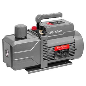 specstar 110v 9.6 cfm 1 hp dual-stage rotary vane hvac air vacuum pump for r12 r22 r134a r410a systems with oil bottle