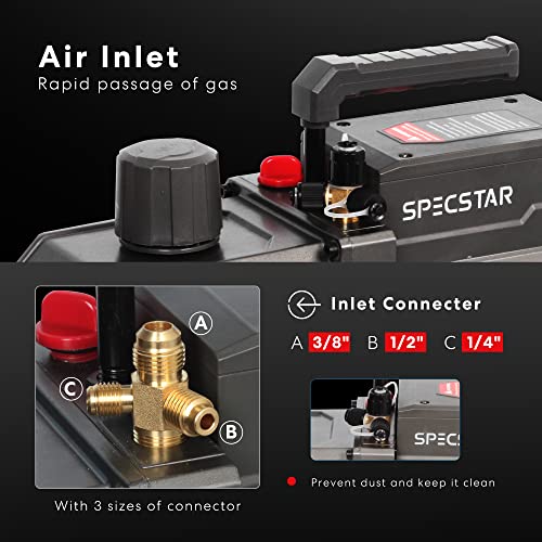 SPECSTAR 110V 9.6 CFM 1 HP Dual-Stage Rotary Vane HVAC Air Vacuum Pump for R12 R22 R134a R410a Systems with Oil Bottle