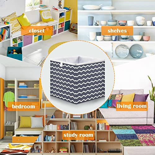 ALAZA Collapsible Storage Cubes Organizer,Sea Waves Pattern Storage Containers Closet Shelf Organizer with Handles for Home Office