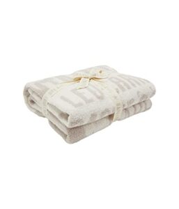 barefoot dreams cozychic off the coast blanket, decorative throw blanket, super soft blanket, 45”x60”, cream/stone