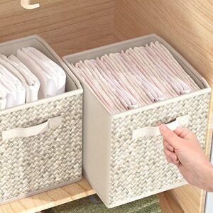 Wisdom Star 6 Pack Fabric Storage Cubes with Handle, Foldable 11 Inch Cube Storage Bins, Storage Baskets for Shelves, Storage Boxes for Organizing Closet Bins