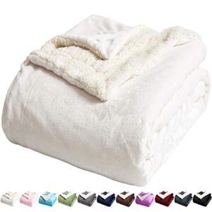 lbro2m sherpa fleece bed blanket king size super soft plush warm cozy fluffy microfiber couch throw velvet double reversible blankets,ivory