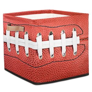 football lace storage basket bins for organizing pantry/shelves/office/girls room, sport print storage cube box with handles collapsible toys organizer 13×13 (13×13 inch, football lace)