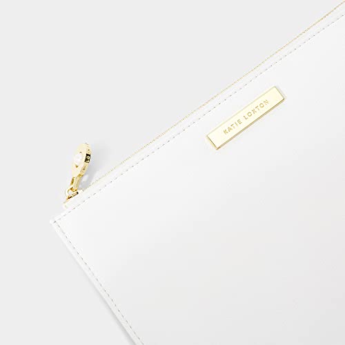 KATIE LOXTON Bridal Stone Love Laughter and Happily Ever After Womens Vegan Leather Clutch Pouch Pearl Color