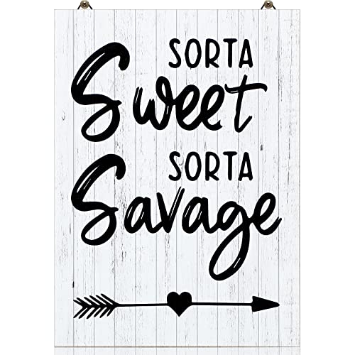 Teenager Room Girl Decor Sweet Sorta Sign Wooden Bedroom Aesthetic Decorations Cute Wall Table Decor Stuff Black White Decor for Teen Girls