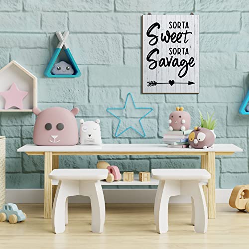 Teenager Room Girl Decor Sweet Sorta Sign Wooden Bedroom Aesthetic Decorations Cute Wall Table Decor Stuff Black White Decor for Teen Girls