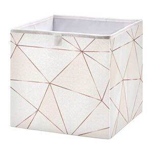 alaza collapsible storage cubes organizer,stylish rose gold triangles storage containers closet shelf organizer with handles for home office