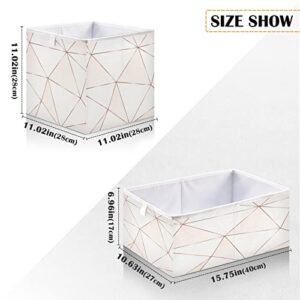 ALAZA Collapsible Storage Cubes Organizer,Stylish Rose Gold Triangles Storage Containers Closet Shelf Organizer with Handles for Home Office