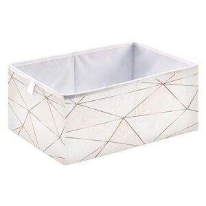 ALAZA Collapsible Storage Cubes Organizer,Stylish Rose Gold Triangles Storage Containers Closet Shelf Organizer with Handles for Home Office