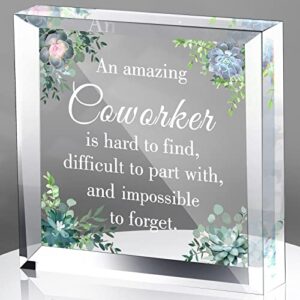 Yulejo Going Away Gifts for Coworkers Women Retirement Plaque Goodbye Best Boss Colleague Acrylic Coworker Leaving Keepsake Paperweight Men Healthcare Worker(Greenery)