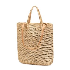 lam gallery women’s straw tote shoulder bag summer beach bags large capacity woven handbag (natural color)