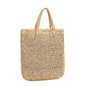 Lam Gallery Women's Straw Tote Shoulder Bag Summer Beach Bags Large Capacity Woven Handbag (Natural Color)