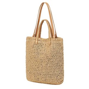 Lam Gallery Women's Straw Tote Shoulder Bag Summer Beach Bags Large Capacity Woven Handbag (Natural Color)