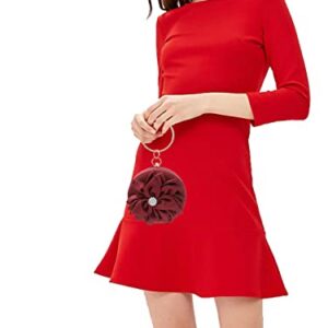 Barode Women Evening Bag Satin Flower Clutch Purse Wedding Party Prom Handbag (Red)