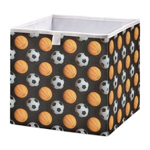 alaza collapsible storage cubes organizer,basketball soccer sports ball5 storage containers closet shelf organizer with handles for home office