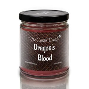 dragon’s blood – mysterious, sweet, earthy scented – 6 oz jar candle – 40 hour burn time