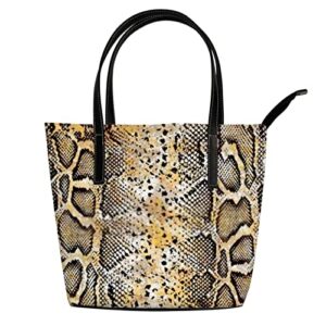 vintage trendy abstract yellow black snakeskin tote bag for women leather handbags women’s crossbody handbags work tote bags for women coach handbags tote bag with zipper.