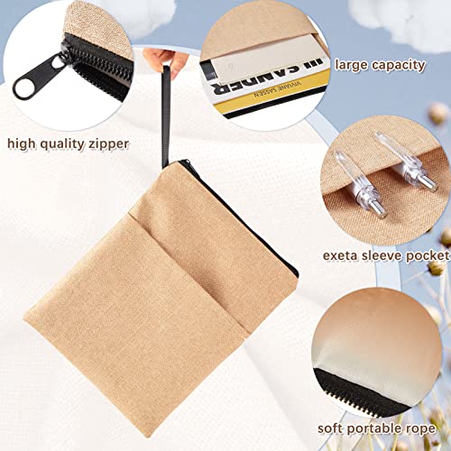 4 Pcs Book Cover for Book Lovers Burlap Book Cover with Zipper Book Protector Pouch Washable Fabric for Teen Adult Gift Teacher Student, 9.06 x 11.41 Inch