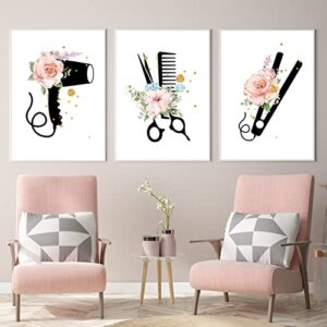 salon decorations for wall makeup canvas wall art hair salon wall decor beauty room decor gifts for hair stylist barber posters barber shop decoration pink paintings wall decor canvas 16×24 inch unframed