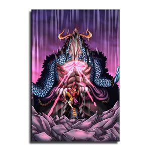 japanese anime one piece luffy vs kaido poster decorative painting canvas wall art living room posters bedroom painting 16x24inch(40x60cm)