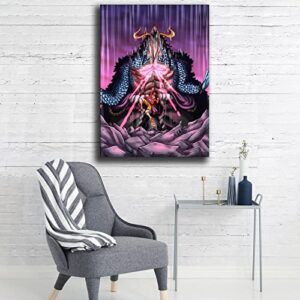 Japanese Anime One Piece Luffy Vs Kaido Poster Decorative Painting Canvas Wall Art Living Room Posters Bedroom Painting 16x24inch(40x60cm)