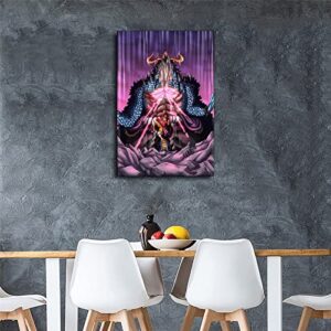 Japanese Anime One Piece Luffy Vs Kaido Poster Decorative Painting Canvas Wall Art Living Room Posters Bedroom Painting 16x24inch(40x60cm)